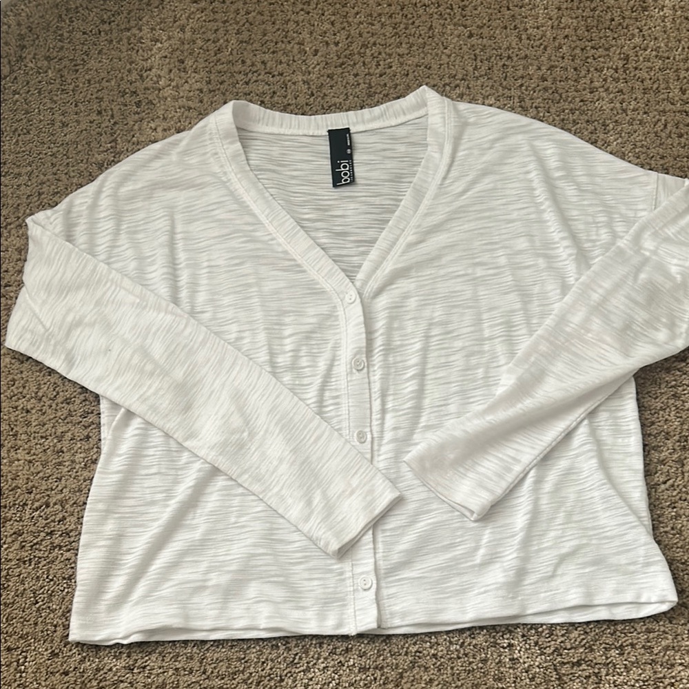 Bobi white button up dolman sleeve top